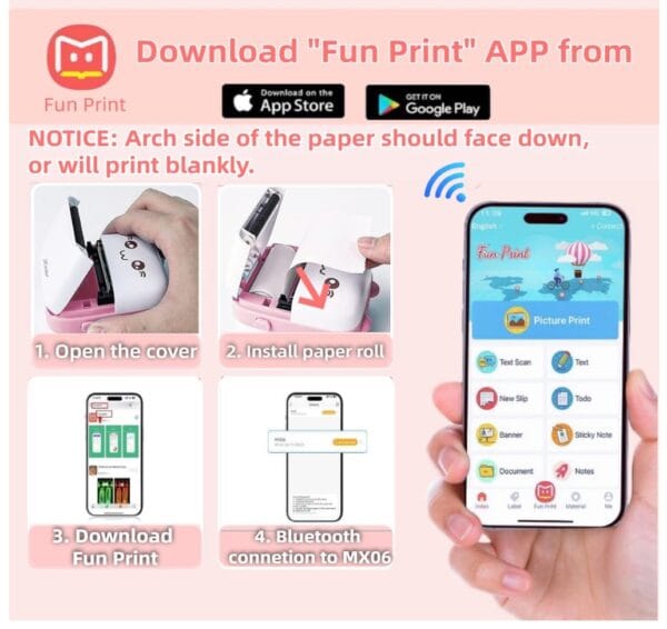 Mini Bluetooth Thermal Printer, Portable Label Printer - Inkfree Printer for Android & iOS System, Black on White Thermal Printer - Image 5