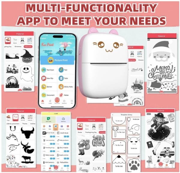 Mini Bluetooth Thermal Printer, Portable Label Printer - Inkfree Printer for Android & iOS System, Black on White Thermal Printer - Image 6