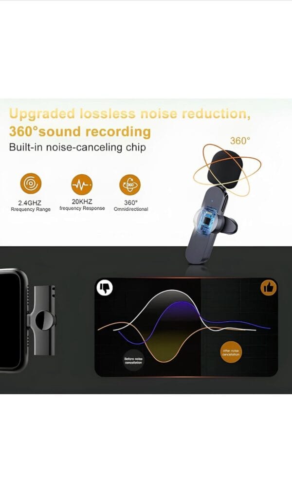K9 Dual Wireless Collar Microphone for iPhone, iPad, and Mac Lightning Devices. Features plug-and-play functionality with on-recording mobile charging. No app or Bluetooth required. - Image 12