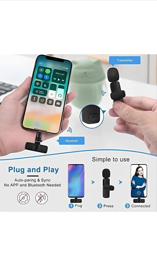 K9 Dual Wireless Collar Microphone for iPhone, iPad, and Mac Lightning Devices. Features plug-and-play functionality with on-recording mobile charging. No app or Bluetooth required. - Image 10