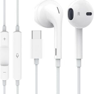 USB-C Headphones, Type-C Earbuds Compatible with iPhone 15/15 Pro/15 Pro Max, Samsung S24, S22, S23 Ultra, and Pixel, Wired Earphones with Microphone, Noise Isolation, and Stereo Sound