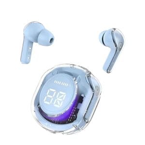 Ultrapod Pro Bluetooth Wireless Earbuds with Transparent Charging Case, Active Noise Cancellation, LED Digital Display, Touch Control, and Water-Resistant Design