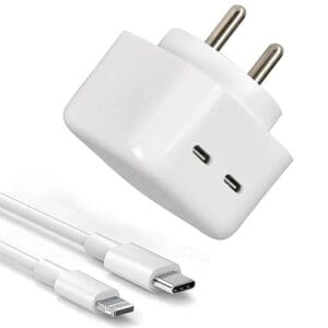 35W Dual Port USB-C Compact Power Adapter Fast Wall Charger with data cable, Compatible with iPhone, iPad, Samsung Galaxy, Note, Oneplus, Oppo, Vivo
