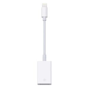 Lightning iOS Connector to USB Camera Adapter, Lightning Female USB OTG Cable Adapter for Select iPhone, iPad Models Support Connect Camera, Card Reader, USB Flash Drive, MIDI Keyboard, White
