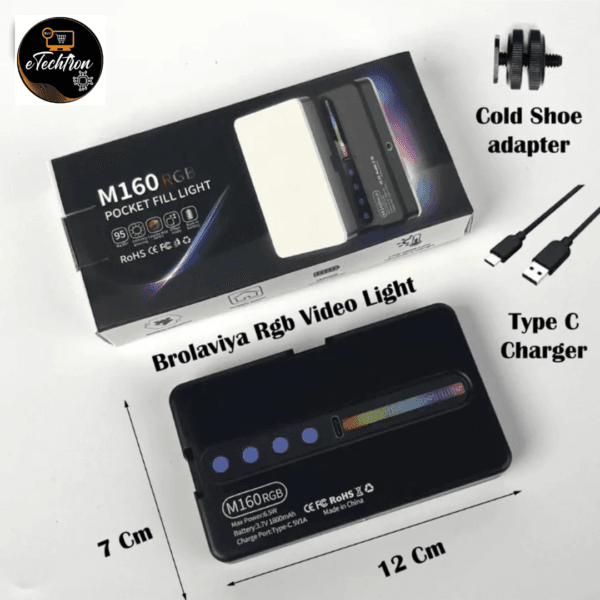 120 RGB Video Light | Pocket LED On-Camera Light | Built-in 1800mAh Rechargeable Battery | 360° Full-Color | 20 Light Effects | CRI 95+ | 2700-6500K | Black | M160 RGB - Image 13