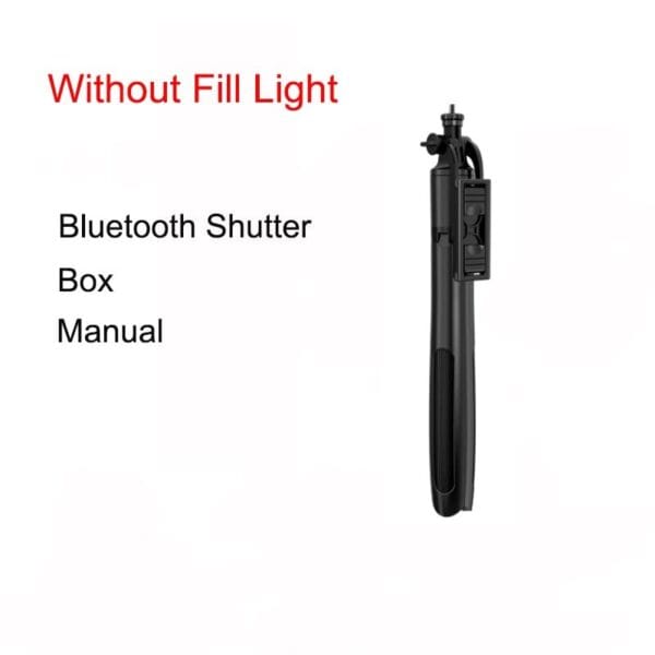 (Q05) Wireless Bluetooth Selfie Stick Tripod | Foldable Monopod with Fill Light for Action Cameras & Smartphones (Black, 61 inch/156 cm) | Compatible with iOS & Android - Image 2