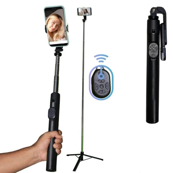 Y17 Selfie - 170CM/67inch Extra-Long Bluetooth Selfie Stick Tripod | Detachable Wireless Remote for Photography, Video Shooting, Travel & Vlogging (Black, Without Light) - Image 6