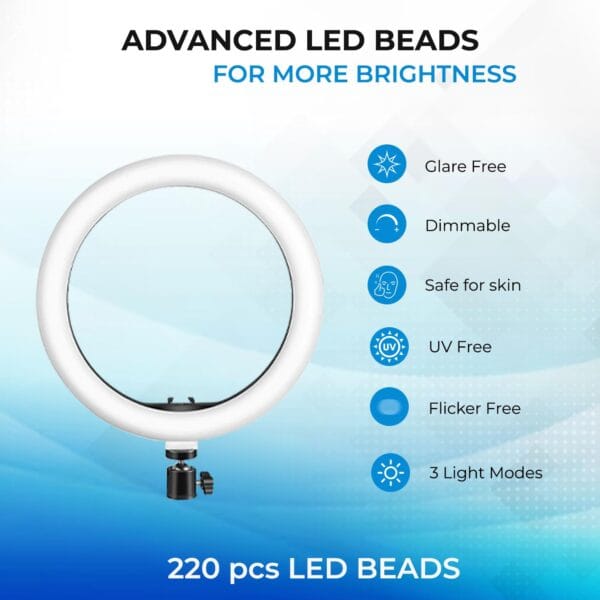 Professional 12-Inch LED Ring Light with 7-Foot Tripod | 3-Mode Dimmable Lighting for Video, Photography, Makeup & Content Creation | Compatible with Phones & Cameras (12 Inches) - Image 11