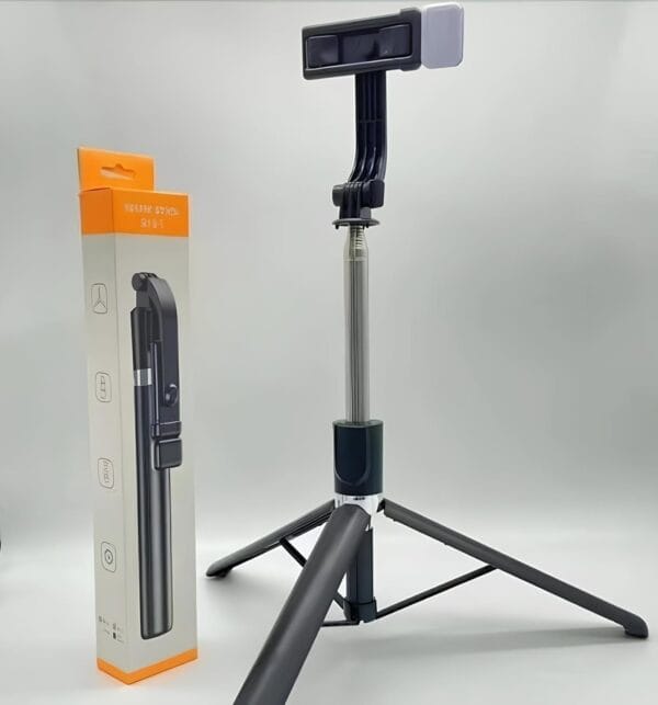 (R1S-L) - Selfie Stick Tripod with Mini LED Fill Light | 3 in 1 Multifunction Aluminium Selfie Stick for Vlogging/Photography/Videography for All Mobile Smartphones