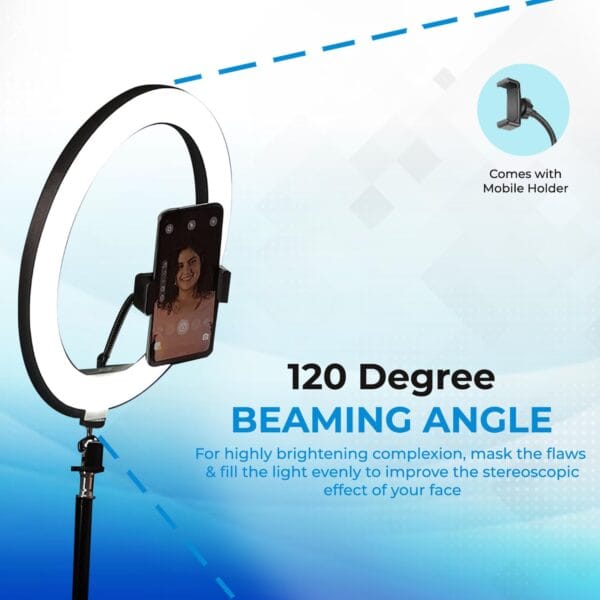 Professional 12-Inch LED Ring Light with 7-Foot Tripod | 3-Mode Dimmable Lighting for Video, Photography, Makeup & Content Creation | Compatible with Phones & Cameras (12 Inches) - Image 6