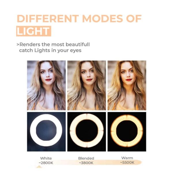 10-Inch LED Ring Light with 7-Foot Tripod | Dimmable 3-Mode Lighting for YouTube, Video Shoots, Live Streaming, Makeup & More | Compatible with Phones & Cameras (10 Inches) - Image 7