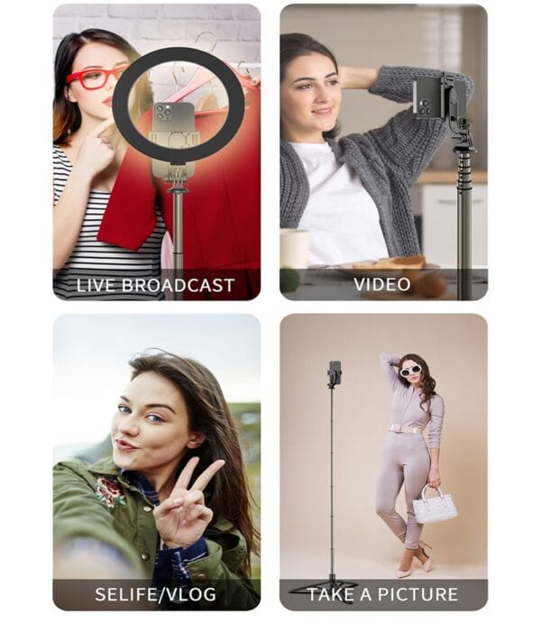 (Q06) - Selfie Stick Tripod Bluetooth Selfie Stick Foldable Multi-Functional Live Tripod | Black, Supports Up to 700g - Image 8