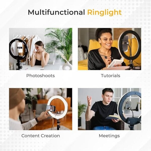 Professional 12-Inch LED Ring Light with 7-Foot Tripod | 3-Mode Dimmable Lighting for Video, Photography, Makeup & Content Creation | Compatible with Phones & Cameras (12 Inches) - Image 9