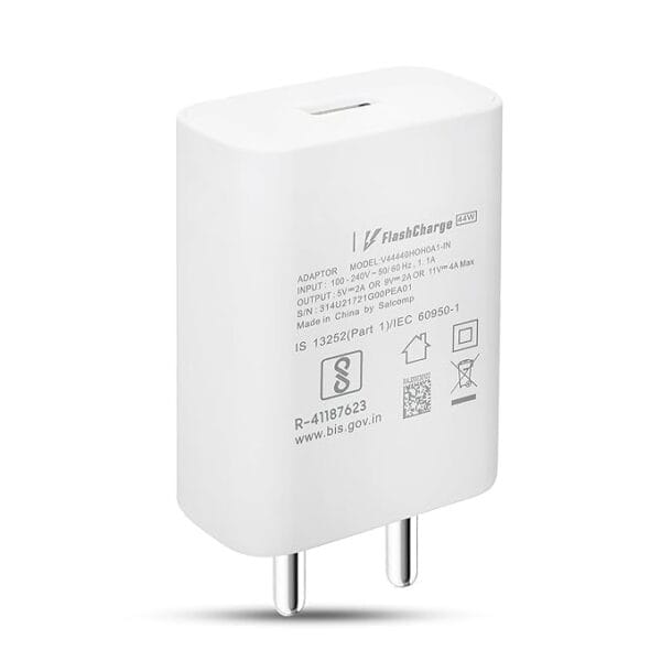 Vivo 44W Fast Charging Adapter Compatible with Vivo | V30 / V30 Pro / X100 / T3 5G / Neo 6 / Z7 / Z7 Pro / V23 / V23e / V23 Pro / V25 | (Only Adapter)