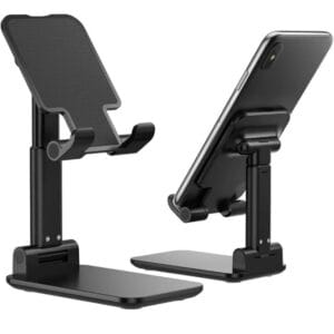 Mobile Stand for Desk, Height Adjustable & Foldable Phone Stand Holder for Home, Study, Table & Desktop Compatible with 4 to 10 Inch Smarphones & Tablets Devices (Black)