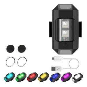 7-Color Waterproof LED Strobe Safety Light – Rechargeable Aluminium Signal Blinker for Bike, Motorcycle, Car, Drone, Helmet – Pack of 2