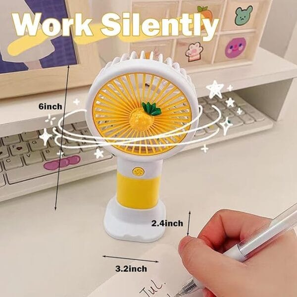 Mini Handheld Fan Battery Operated Small Personal Portable Speed Adjustable USB Rechargeable Fan Cute Design Powerful Eyelash Fan for Stylish Kids Girls Women Men - Image 6