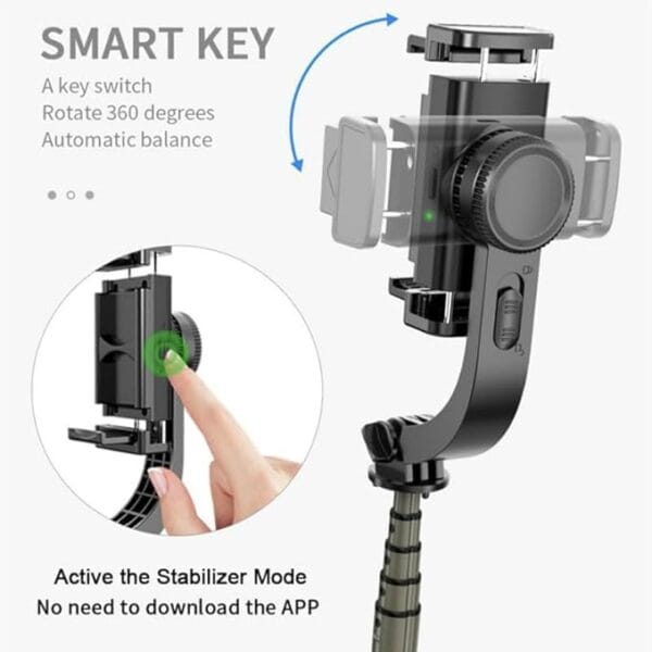 Q08 Mini Gimbal Anti-Shake Selfie Stick Tripod | Wireless Remote | Extendable Phone Holder & Stabilizer | Portable Tripod Stand for Smartphones – Black - Image 4