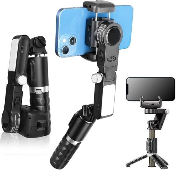 2-Axis Smartphone Gimbal Stabilizer – Auto Face Tracking, 360° Rotation, Tripod Selfie Stick with Wireless Remote | For Android & iPhone | Ideal for Vlogging, YouTube, Recording (Q18) - Image 2