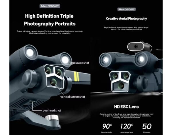 8K FPV Brushless Drone – 90° Adjustable Camera, 40 Min Flight, Obstacle Avoidance, Optical Flow, Gesture Photo, 360° Flip, Range Loss Alert – App Controlled - Image 2