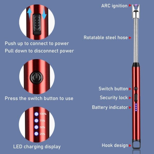 Electric Gas Lighter | Rechargeable Plasma Lighter for Kitchen, Gas Stove & Candles | USB Charging | Windproof, Flameless, 360° Flexible Neck - Image 2