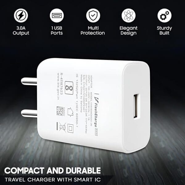 Vivo 44W Fast Charging Adapter Compatible with Vivo | V30 / V30 Pro / X100 / T3 5G / Neo 6 / Z7 / Z7 Pro / V23 / V23e / V23 Pro / V25 | (Only Adapter) - Image 2