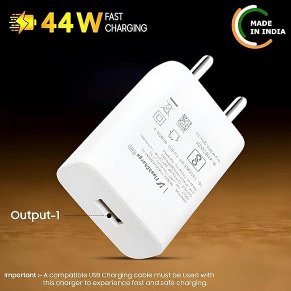 Vivo 44W Fast Charging Adapter Compatible with Vivo | V30 / V30 Pro / X100 / T3 5G / Neo 6 / Z7 / Z7 Pro / V23 / V23e / V23 Pro / V25 | (Only Adapter) - Image 3