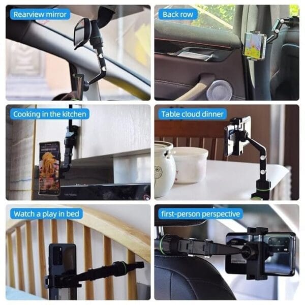 Universal Clip Cell Phone Holder Multi-Joint Flexible Adjustment for Car Rear View Mirror Back Seat Video Stand Kitchen Stand & Bed Mount Stand 360 Degree Rotation Mobile - Image 10