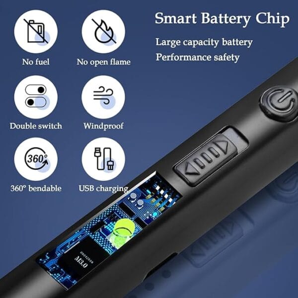 Electric Gas Lighter | Rechargeable Plasma Lighter for Kitchen, Gas Stove & Candles | USB Charging | Windproof, Flameless, 360° Flexible Neck - Image 6