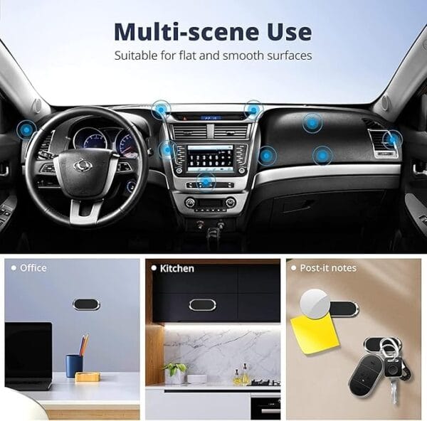 Magnetic Phone Holder for Car Dashboard, 360-Degree Rotation, Pack of 1 with 2 Metal Plates, Black - Image 7
