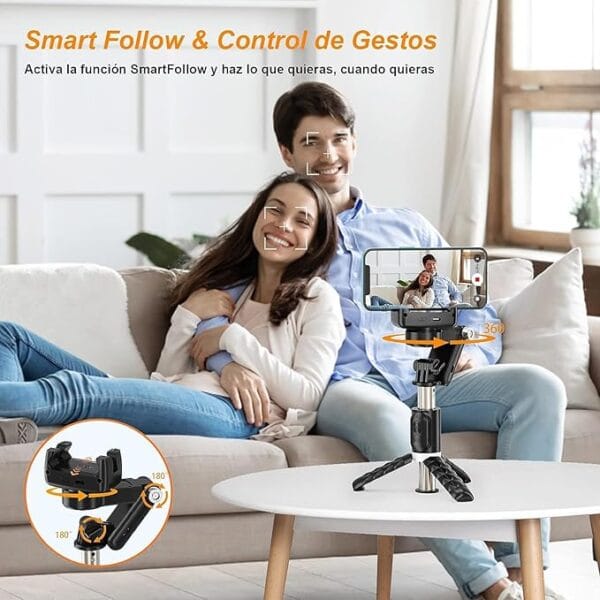 2-Axis Smartphone Gimbal Stabilizer – Auto Face Tracking, 360° Rotation, Tripod Selfie Stick with Wireless Remote | For Android & iPhone | Ideal for Vlogging, YouTube, Recording (Q18) - Image 7