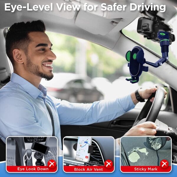 Universal Clip Cell Phone Holder Multi-Joint Flexible Adjustment for Car Rear View Mirror Back Seat Video Stand Kitchen Stand & Bed Mount Stand 360 Degree Rotation Mobile - Image 7