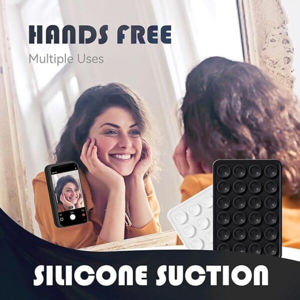 2 Pcs Multi Color Suction Phone Case, Phone Suction Sticker, Silicone Suction Phone Case for Hands-Free Mobile Accessory Holder Grip, Video Phone Accessory Compatible Mirror, Shower - Image 3