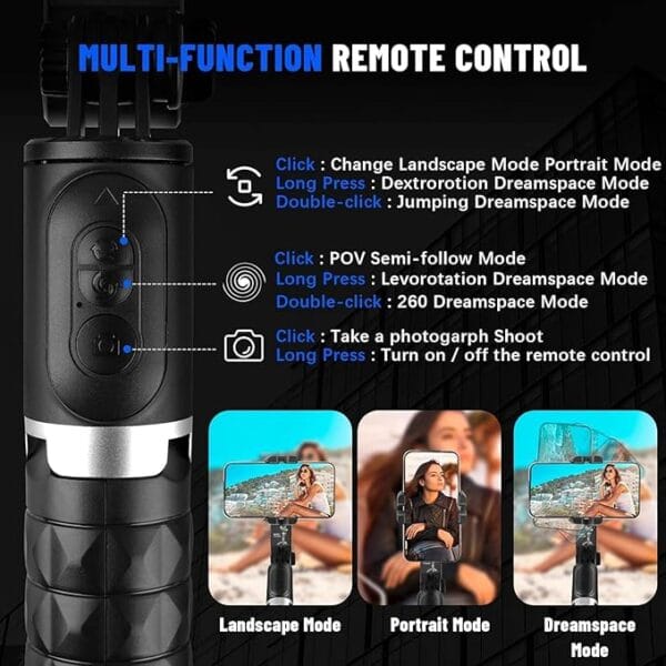 2-Axis Smartphone Gimbal Stabilizer – Auto Face Tracking, 360° Rotation, Tripod Selfie Stick with Wireless Remote | For Android & iPhone | Ideal for Vlogging, YouTube, Recording (Q18) - Image 8