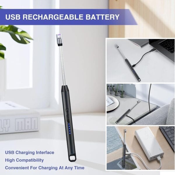 Electric Gas Lighter | Rechargeable Plasma Lighter for Kitchen, Gas Stove & Candles | USB Charging | Windproof, Flameless, 360° Flexible Neck - Image 5