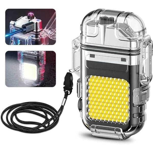 Dual Arc Flash Lighter, Electric Lighter with 30 COB LED Lights, Rechargeable Flameless IP56 System Lighter, Waterproof Lighter with Survival Whistle and Lanyard - Image 7