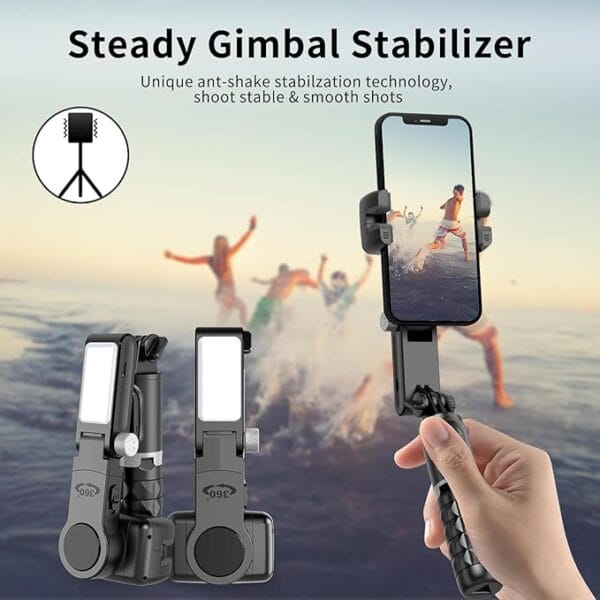 2-Axis Smartphone Gimbal Stabilizer – Auto Face Tracking, 360° Rotation, Tripod Selfie Stick with Wireless Remote | For Android & iPhone | Ideal for Vlogging, YouTube, Recording (Q18) - Image 4