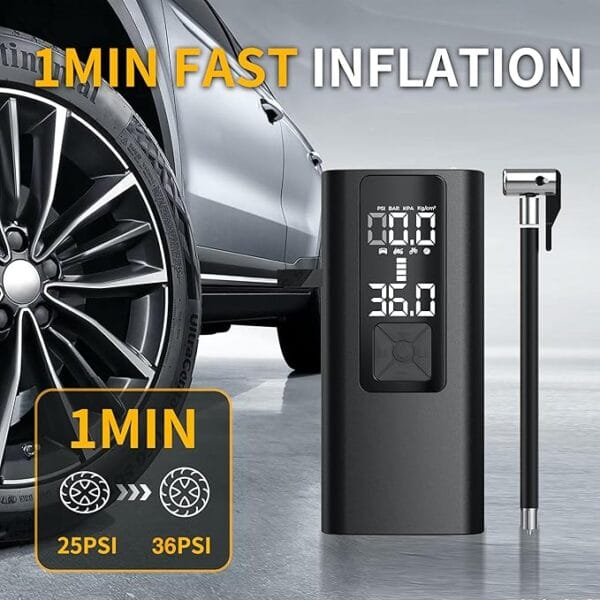 Portable Tire Inflator Air Compressor – Wireless Rechargeable Pump with 150 PSI Digital Pressure Gauge for Car, Bike, Motorcycle, Sports Balls - Image 5
