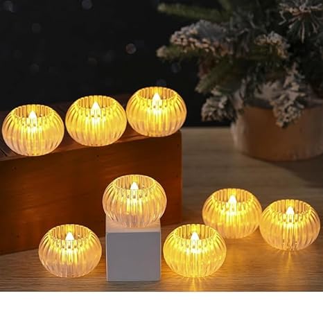Smokeless & Flameless LED Tealight Candles (Pack of 2) | Crystal Round Acrylic Diya Lights for Diwali, Home Décor, Gifting & Festive Decoration - Image 5