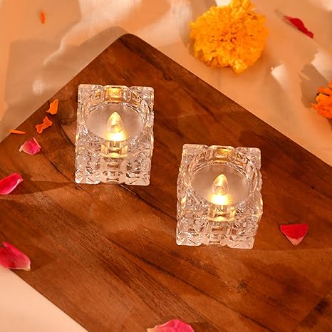 Crystal Golden LED Decorative Candles (Set of 2) - Image 4