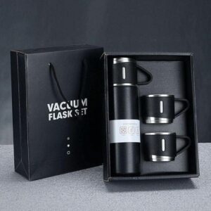 Stainless Steel Vacuum Flask Set with 3 Cups