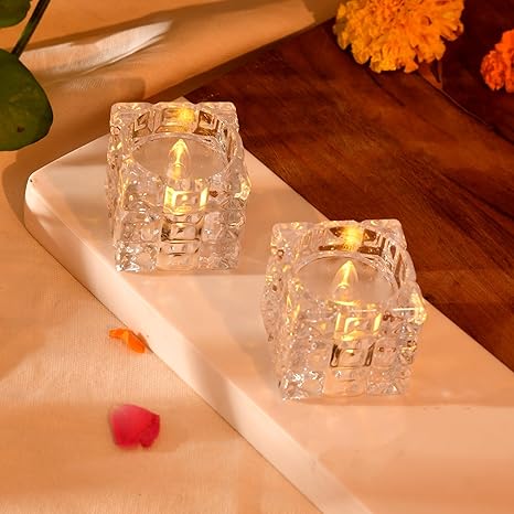 Crystal Golden LED Decorative Candles (Set of 2) - Image 2