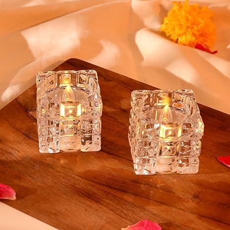 Crystal Golden LED Decorative Candles (Set of 2) - Image 3