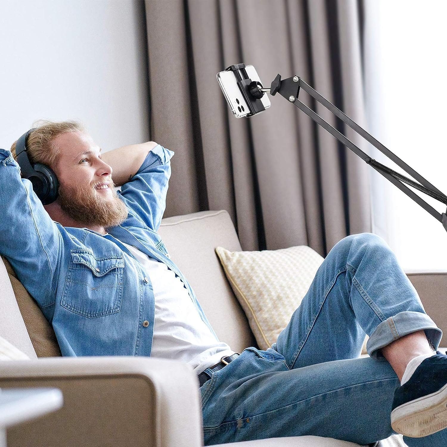 Metal Lazy Arm Mobile Holder for Desk & Bed - Image 4